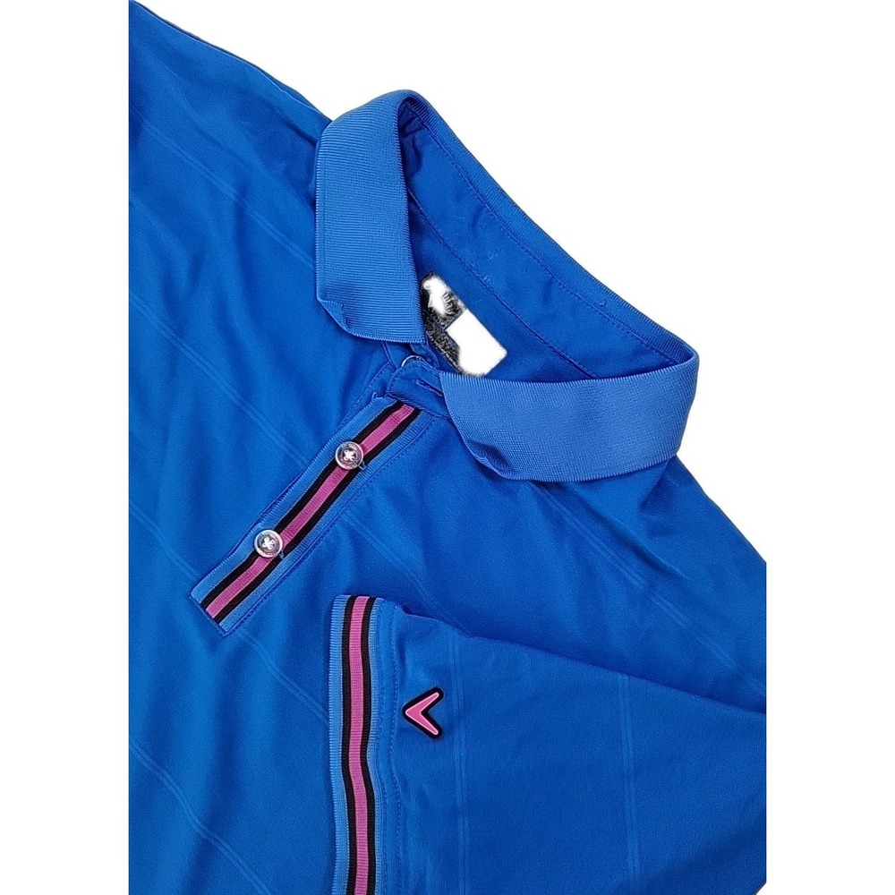 Callaway Polo Shirt Men BLUE PURPLE LOGO  Performance Opti Dri‎ Golf Stretch
